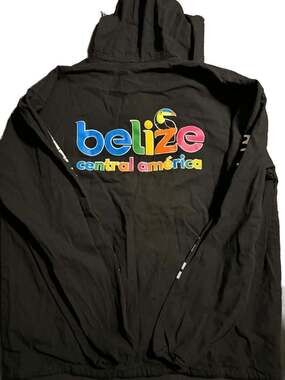 Vintage Belize Central America Souvenir Black Zip Up Hoodie Jacket XL
